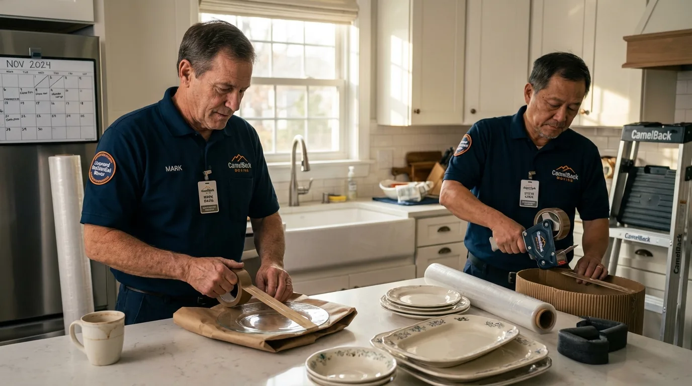 Professional crew packing kitchen dishware in Carlisle, KY